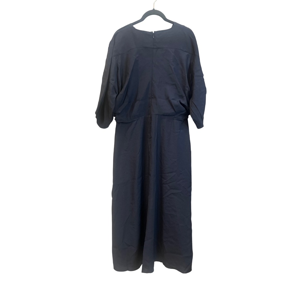 COS Navy Blue Wrap Midi Dress V Neck 3/4 Sleeve Elegant Size 12 - Picture 4 of 8